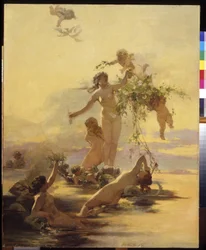 Naiads (Naiads). Henryk Sieliradzki (1843-1902) festménye, olaj, vászon. lengyel művészet