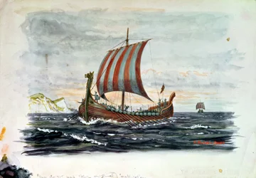 Viking hajó (akvarell)