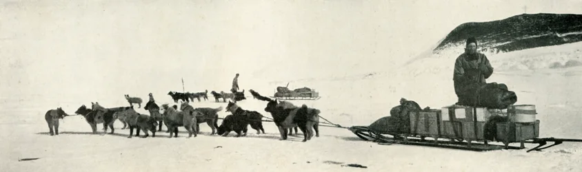 Meares és Demetri kutyacsapataikkal elhagyják a kunyhópontot, c1911, 1913