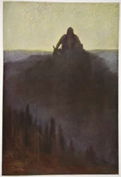 Wotan törött lándzsájával várja a véget Valhallában, 1906