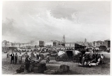 Am Kai Levee, New Orleans, 1840 körül (bW fotó)