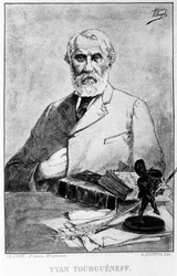 Ivan Turgenyev orosz író (1818-1883) portréja. Hermann Vogel rajza; SD.