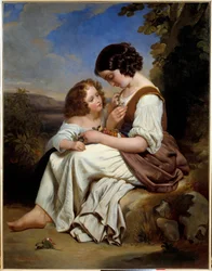 A kedvenc virág. Hermann Winterhalter (1808-1891) festménye, német iskola, 1840. v. Olajfestmény. Mérete: 1,50 x 1,15 m. Lille, Szépművészeti Múzeum