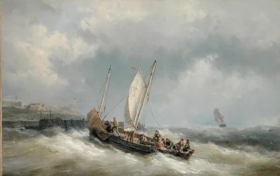 A Lugger Entering Harbour in a Storm (olaj, vászon)