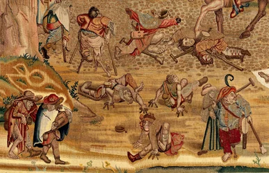 Hieronymus Bosch munkái által ihletett kárpit, 1560 körül (arany, ezüst, selyem és gyapjú)