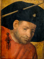 ""The Crossbowman"" (A Crossbowman) Festmény Jerome Bosch iskolájából 16. század Olaj, fa Mérete 28,2x21,3 cm Museo del Prado, Madrid