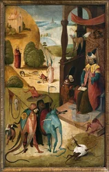 Őrnagy Szent Jakab és Hermogen mágus. Hieronymus Van Aeken (Aken) festménye: Jerome Bosch (1450-1516), olaj, fa