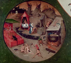 Asztallap a hét főbűnnel és a négy végső dologgal, a Pokol részlete, kb. 1480