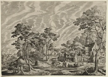 Táj, jobb oldalon kastély, 1630.