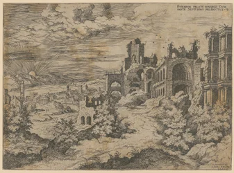A Palatinus romjai és a környék panorámája, a „Praecipua aliquot Romanae Antiquitatis Ruinarum Monimenta [...]” sorozat 3. lapja