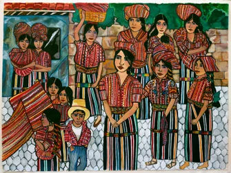 Guatemala Girls, Solola, 2023 (akvarell, papír)