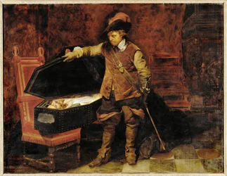 Cromwell felnyitja I. Károly király koporsóját (olaj, vászon)