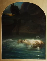 Diocletianus (244-311) uralkodása alatt a Tiberisbe fulladt keresztény mártír – Paul Hippolyte Delaroche (1797-1856) olaj, vászon festménye