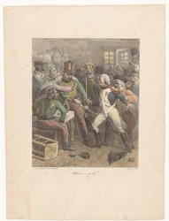 Két katona keresztezi a kardot egy kocsmában Allons en guard! (cím a tárgyon) Litográfiai vázlatok (sorozat címe) Croquis lithographiques (sorozat címe)