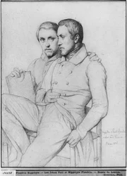 Hippolyte és Paul Flandrin kettős portréja, 1835 (fekete ólom papíron)
