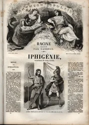 Jean Racine Iphigenie tragédiája – metszet az „Oeuvres de Jean Racine”-ba, Pauquet illusztrálta és Emile de La Bedolliere közleménye – 1851