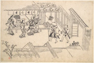 Ageya-machi bejárata, a „Jelenetek Josivarában (Yoshiwara no tei)” sorozatból