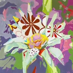 Virágos absztrakt #1, 2023 (gouache, papír)