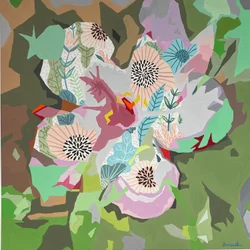 Virágos absztrakt #5, 2023 (gouache, papír)