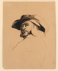Rajz, Férfifej Frans Hals stílusában, 1860 körül.