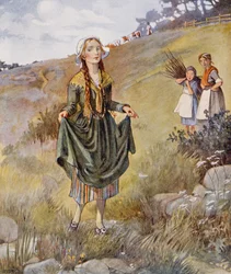 Így Inger felvette okos ruháit és új cipőit, a „The Girl Who Trod on the Loaf”-ból, Hans Christian Andersen (1805-75) „Fairy Tales” című könyvének 1920-as kiadásában (akvarell papíron)