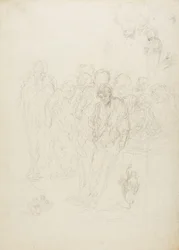 Férfiak csoportja és más vázlatok, 1857
