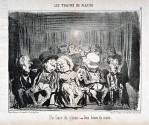 Honore Daumier (1808-1879) Charivari alkotásai 1852-ből származnak: Serie LES TRAINS DE PLAISIR -Vonat. - Hajnali két óra. SZÉPMŰVÉSZETI MÚZEUM - LONGCHAMP PALOTÁJA, MARSEILLE