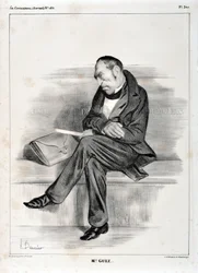 Honore Daumier (1808-1879) alkotásai. Charivari 1833-ból származik: Serie Celebrites de la caricature "" M. Guiz..."" SZÉPMŰVÉSZETI MÚZEUM - LONGCHAMP PALOTÁ, MARSEILLE