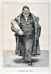 Honore Daumier (1808-1879) alkotásai. Charivari 1833-ból származik: Serie Celebrites de la Caricature "" M. Pot de Naz"" SZÉPMŰVÉSZETI MÚZEUM - PALAIS LONGCHAMP, MARSEILLE