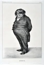 Honore Daumier (1808-1879) alkotásai. Charivari 1833-ból származik: Serie Celebrites de la Caricature "" M. Plum"" SZÉPMŰVÉSZETI MÚZEUM - PALAIS LONGCHAMP, MARSEILLE