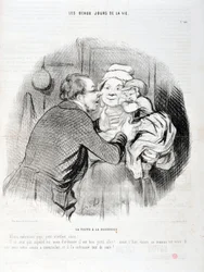 Honore Daumier (1808-1879) alkotásai. Charivari 1848-ból származik: Serie Les beaux jours de la vie. A nővér látogatás - Csókolózzunk apuci kicsi gyermekem - Nem ma akar, de általában...”” SZÉPMŰVÉSZETI MÚZEUM - LONGCHAMP PALOTÁ, MARSEILLE