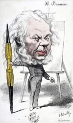 Honore Daumier (1808-1879) francia metsző, festő és szobrász rajzfilmje. Metszet: Hyppolite Mailly (született 1829-ben). Mérete: 14x8,5 cm. Arbaud Múzeum.