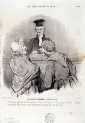 Rajzfilm a szomszédsági kapcsolatokról: „Az élet szép napjai” sorozat”: „” Szomszédok a békebíró előtt...” Honore DAUMIER (1808-1879) metszet. Kivonat a „Le Charivari” című újságból, május 15-én
