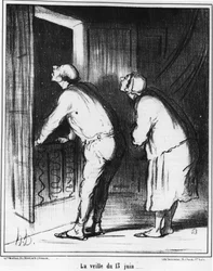 The eve of June 13..., cartoon by Honore Daumier (1808-1879). “Charivari”
