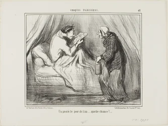 "Tüntetés szilveszter napján! Micsoda szerencse! ...........," 42. tábla a Croquis Parisiens-ból.
