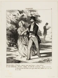 Monsieur Arthur: "- Ó, Pamela! Égek a szerelemtől!" A férj gyógynövényes: "- Egy mályva... a Malvaceae családból... egy nyugtató... Nem hiszem, hogy Arthur barátomnak megvan ez a példány a herbáriumában, amit tőlem kért, hogy készítsek neki." 2. tányér f.
