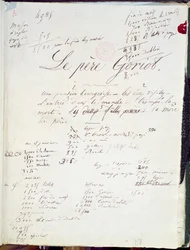 A „Le Pere Goriot” 88. kéziratos oldala; „Az emberi vígjáték”;