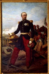 Patrice de Mac Mahon, 1859-es francia marechal, Magenta hercege (1808-1893) portréja lábán, 1873 és 1879 között a köztársasági elnök képviselője a június 4-i bíbori csatában