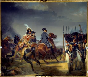 Az ienai csata 1806.10.14-én, I. Napóleon császár (1769-1821), Joachim Murat és Louis Alexandre (Louis-Alexandre) Berthier átment az őrszemle Emile dit Horace Vernet (1789-1863) festménye 1836 Dim 4, 65x5,43 m
