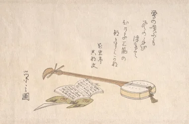 Shamisen, Plectrum és egy könyv.