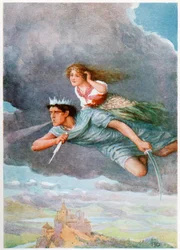 „Ezer mérföld óránként”, az olasz tündérmesékből, Lilia E. Romano, kiadó: Raphael Tuck & Sons (színes litho)