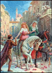 Borító az „Olasz tündérmesékből”, Lilia E. Romano, kiadó: Raphael Tuck & Sons (színes litó)