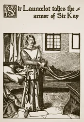 Sir Launcelot átveszi Sir Kay páncélját, a „The Story of the Champions of the Round Table” című illusztrációját.