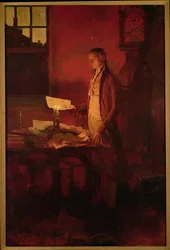 Thomas Jefferson a Függetlenségi Nyilatkozat megírása, Henry Cabot Lodge (1850-1924) „A forradalom története” című művéből, megjelent a Scribner