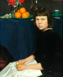 Julie a narancsokkal (olaj, vászon)