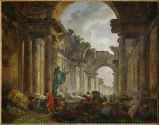 Vue imaginaire de la Grande Galerie du Louvre en ruinesImaginárius nézet a Louvre palota Grande Galerie romjairól ...