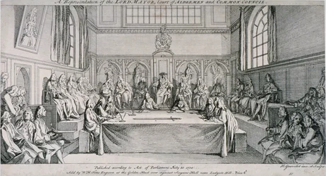 Találkozó a Guildhall tanácstermében, City of London, 1750.