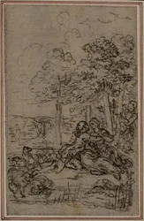 Tanulmány Fontenelle (attr.) "Les Amours de Mirtil", IV. énekének vignettájához.