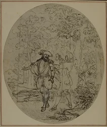 Tanulmány Colle "La Partie de Chasse de Henri IV" című művének második, soha ki nem adott kiadásához, II. felvonás, 11. jelenet.