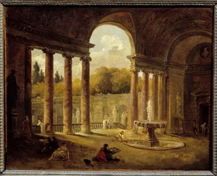 Szökőkút a karzat alatt. Hubert Robert (1733-1808) festménye